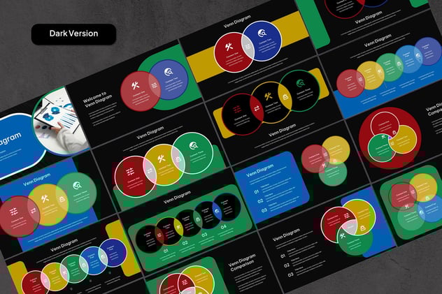 彩色维恩图对比分析Keynote模板 - PPT派