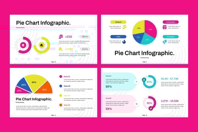 彩色饼形图PPT模板 - PPT派