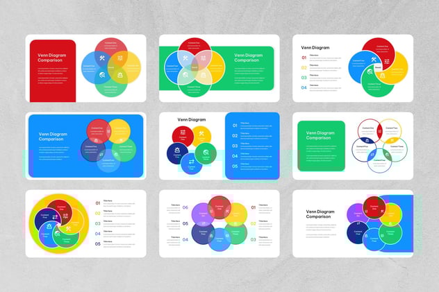 彩色维恩图对比分析Keynote模板 - PPT派