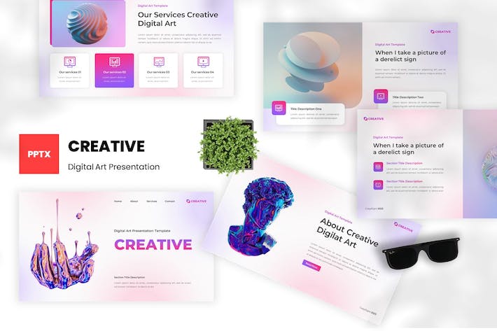创意艺术数字展示方案PPT模板 - PPT派