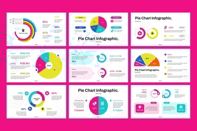 彩色饼形图PPT模板 - PPT派