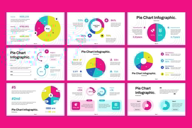 彩色饼形图PPT模板 - PPT派