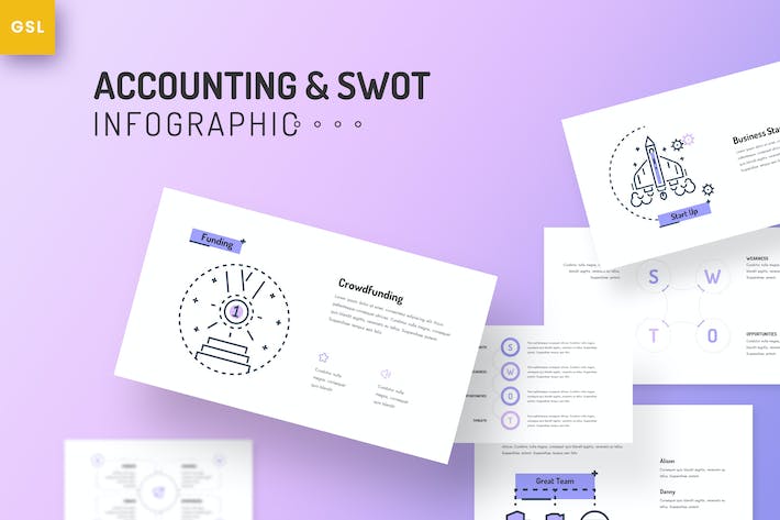 会计SWOT分析信息图表Keynote模板 - PPT派