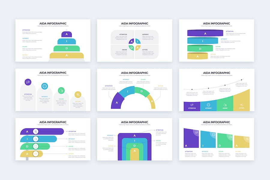 AIDA营销模型商业策略信息图表PPT模板 - PPT派