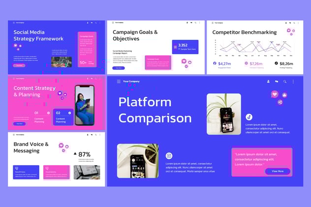 社交媒体营销推广策略方案PPT模板 - PPT派