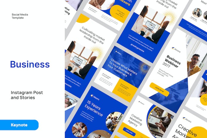 蓝色Instagram社媒营销Keynote模板 - PPT派