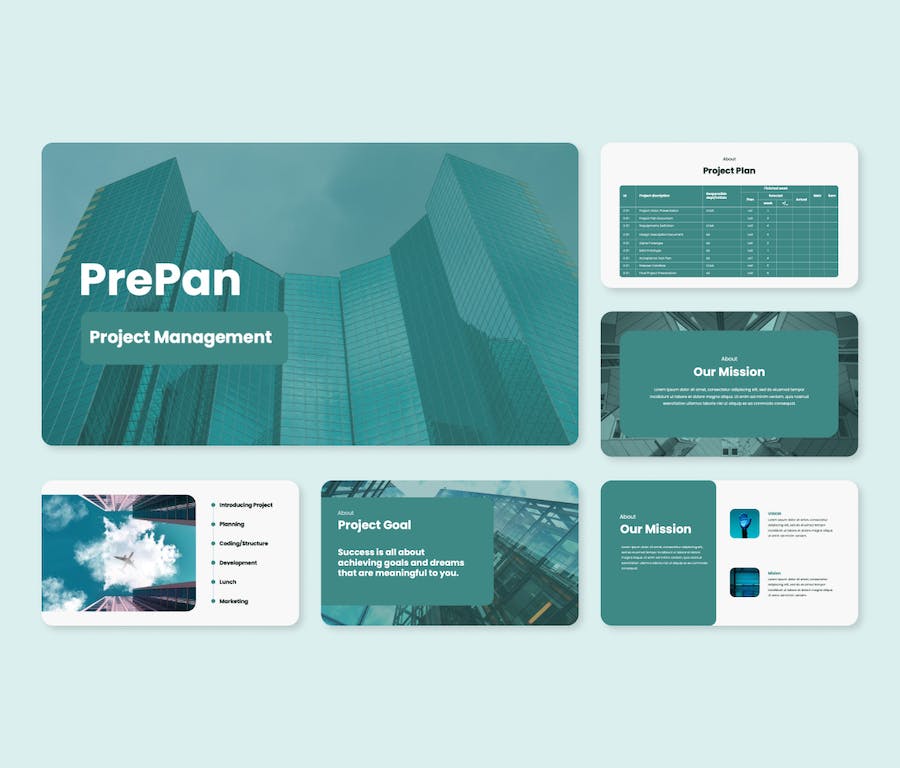 蓝色项目管理流程演示汇报PPT模板 - PPT派