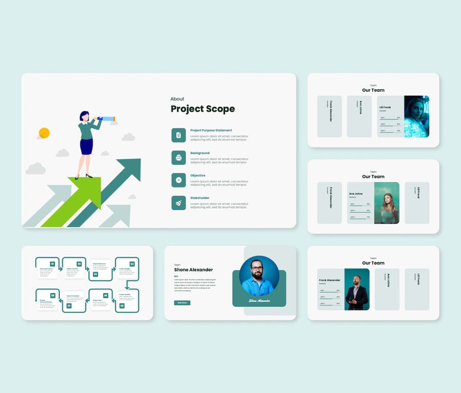 蓝色项目管理流程演示汇报PPT模板 - PPT派