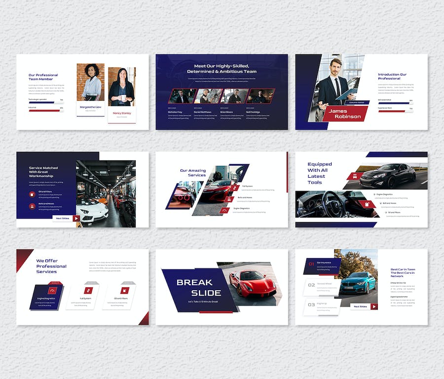 汽车主题创意商务PPT模板 - PPT派