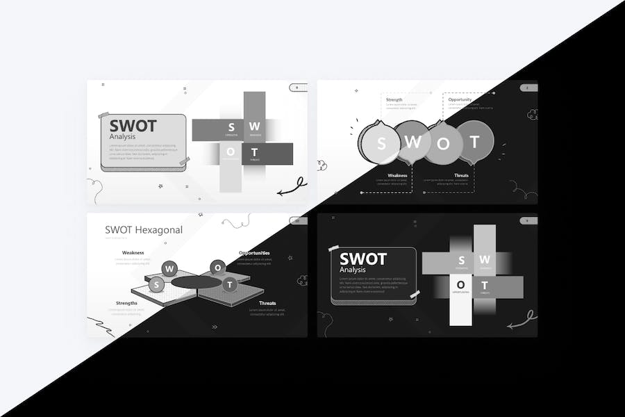 SWOT-信息图表-涂鸦-主题说明-模板 - PPT派