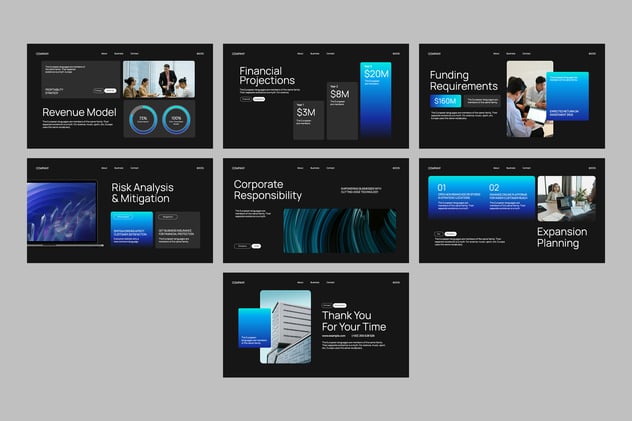黑蓝现代商业计划书关键Keynote模板 - PPT派