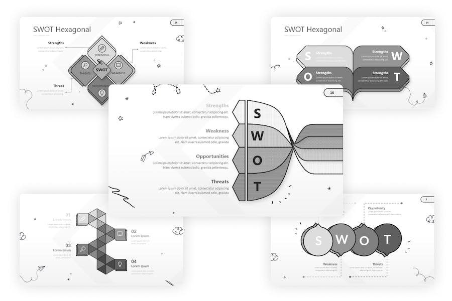 SWOT-信息图表-涂鸦-主题说明-模板 - PPT派