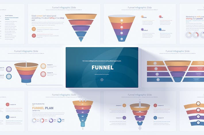 微立体漏斗信息图表PPT模板 - PPT派