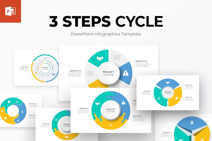 3步骤圆形循环信息图形PPT模板- PPT派