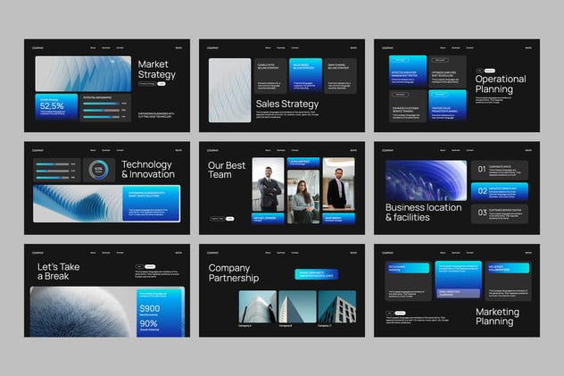 黑蓝现代商业计划书关键Keynote模板 - PPT派