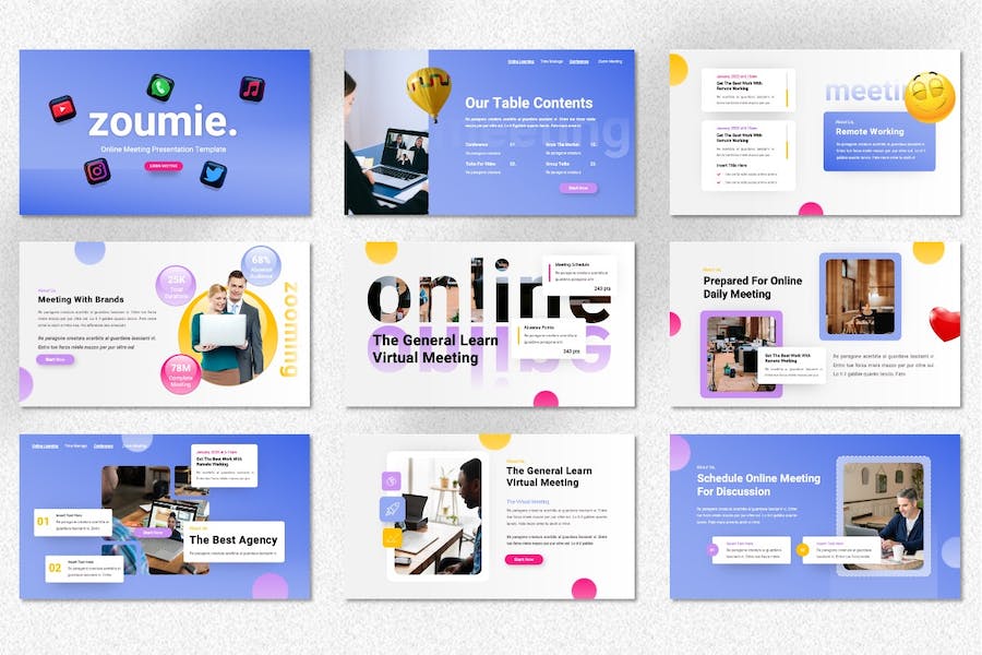 在线会议远程沟通协作方案Keynote模板 - PPT派