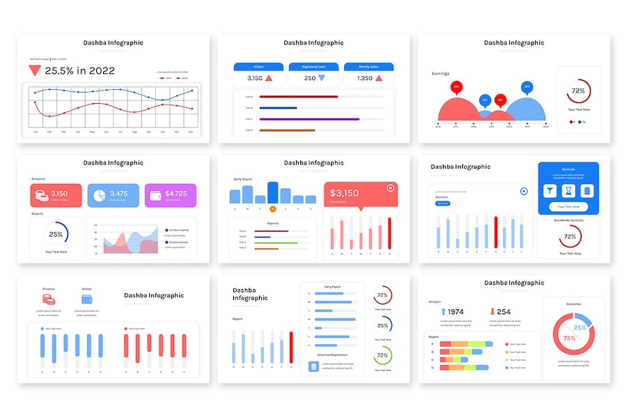 数据展示统计分析信息图形PPT模板 - PPT派