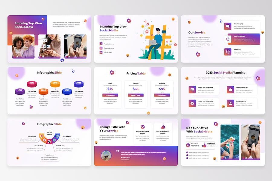 社交媒体营销内容策划Keynote模板 - PPT派