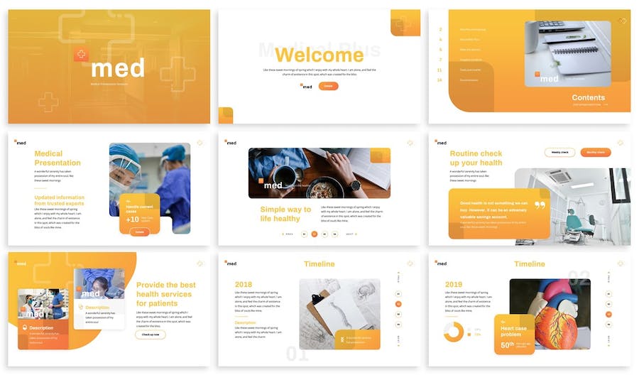 橙色医疗健康护理服务Keynote模板 - PPT派