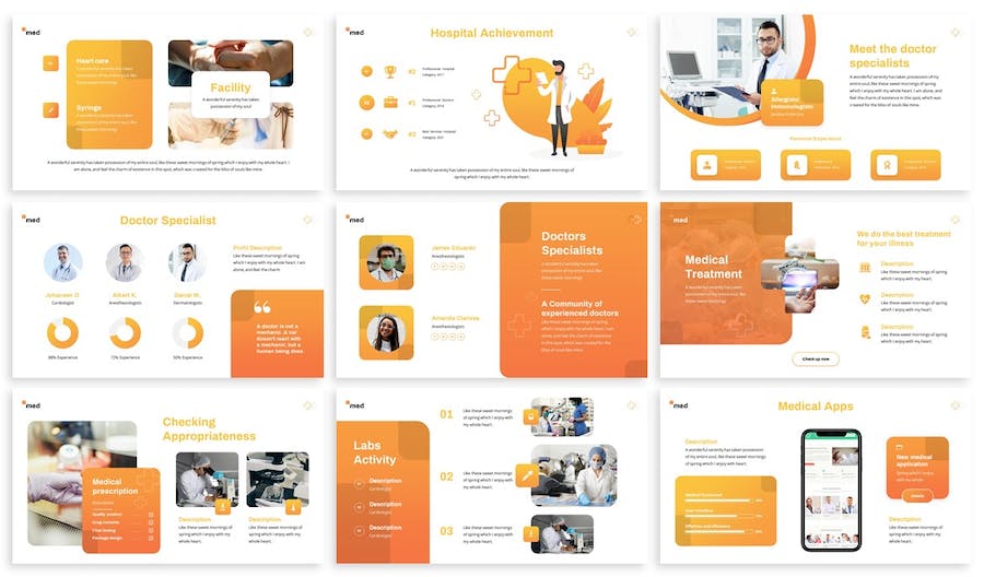 橙色医疗健康护理服务Keynote模板 - PPT派