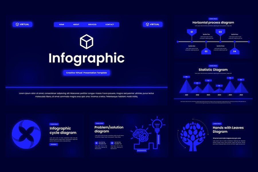 虚拟创意讲述展示设计创新PPT模板 - PPT派