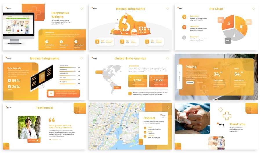 橙色医疗健康护理服务Keynote模板 - PPT派