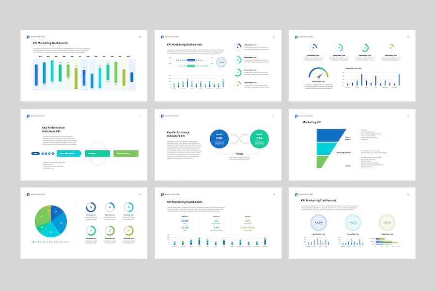 营销和销售KPI数据分析图形监控Keynote模板 - PPT派