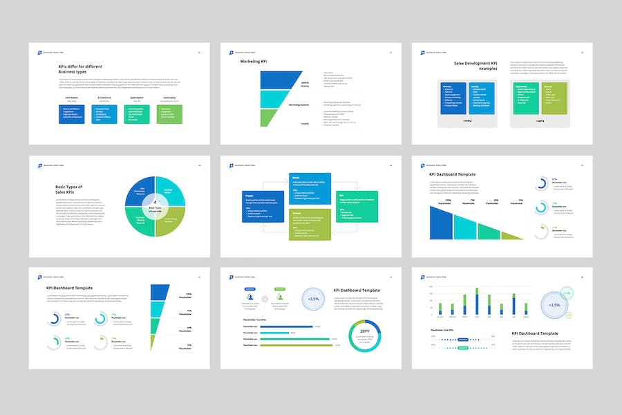 营销和销售KPI数据分析图形监控Keynote模板 - PPT派