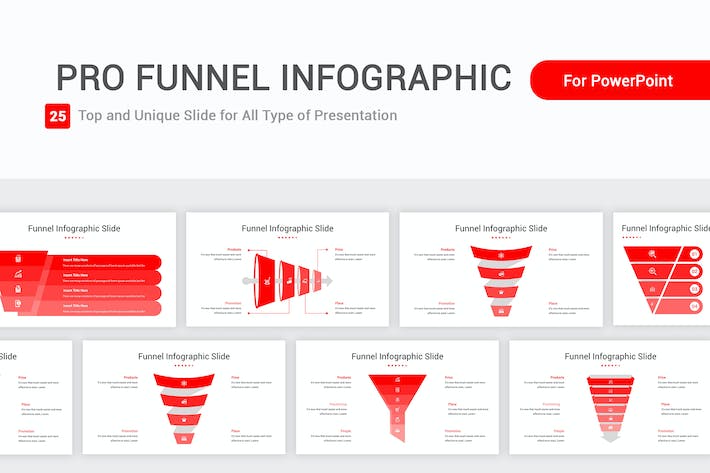 红色漏斗信息图图形图表PPT模板 - PPT派