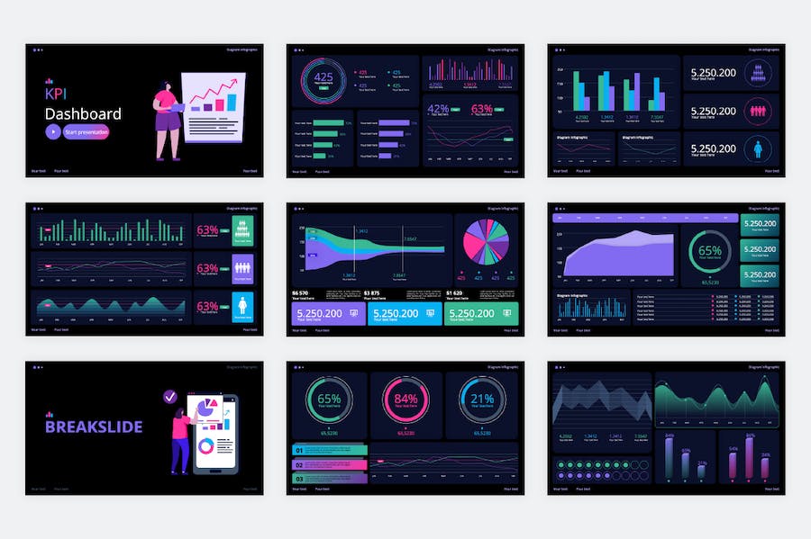 企业KPI绩效考核数据监控PPT模板 - PPT派