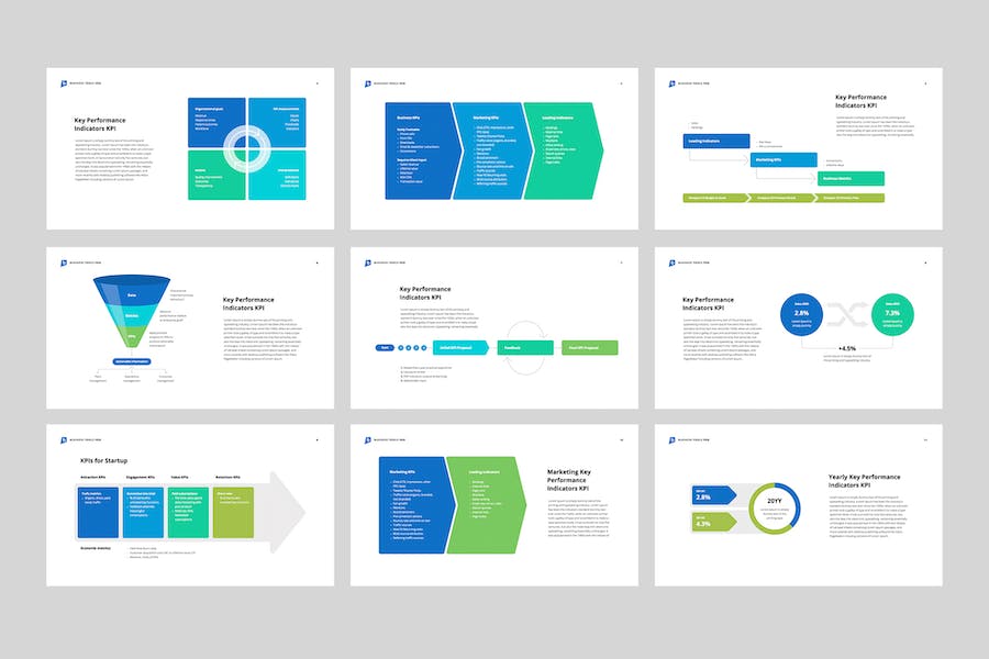 营销和销售KPI数据分析图形监控Keynote模板 - PPT派