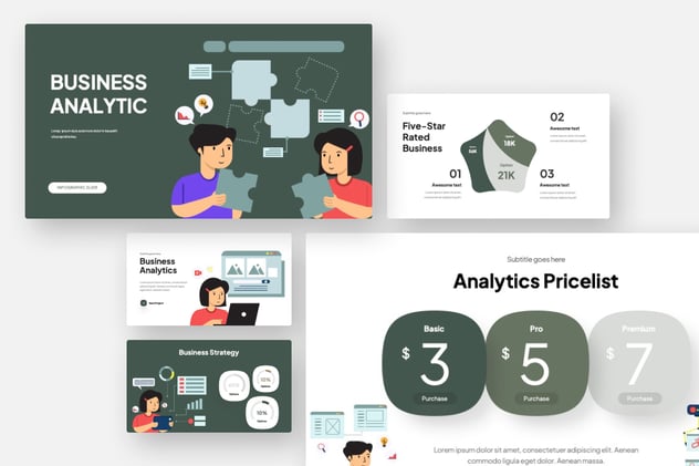 商业数据分析业绩信息图形Keynote模板 - PPT派