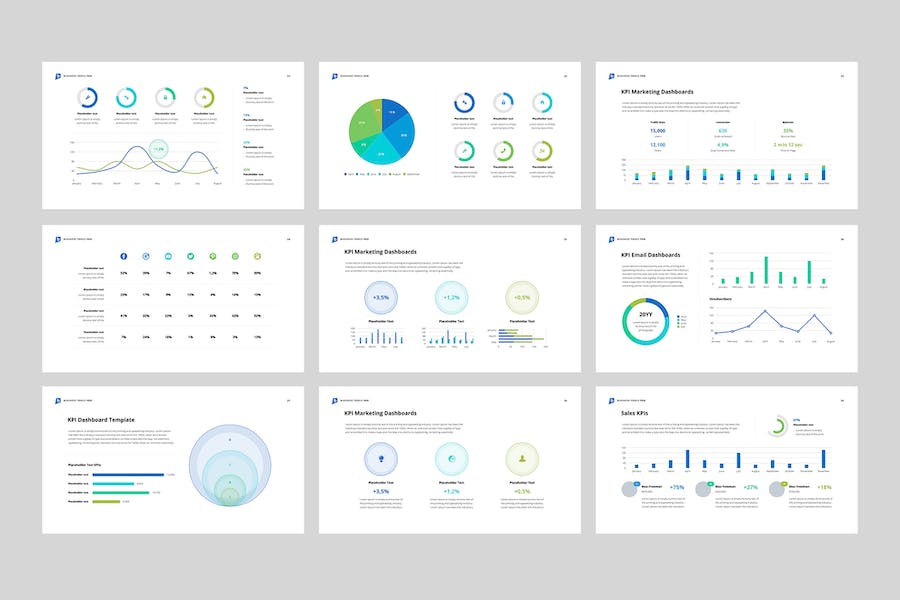 营销和销售KPI数据分析图形监控Keynote模板 - PPT派