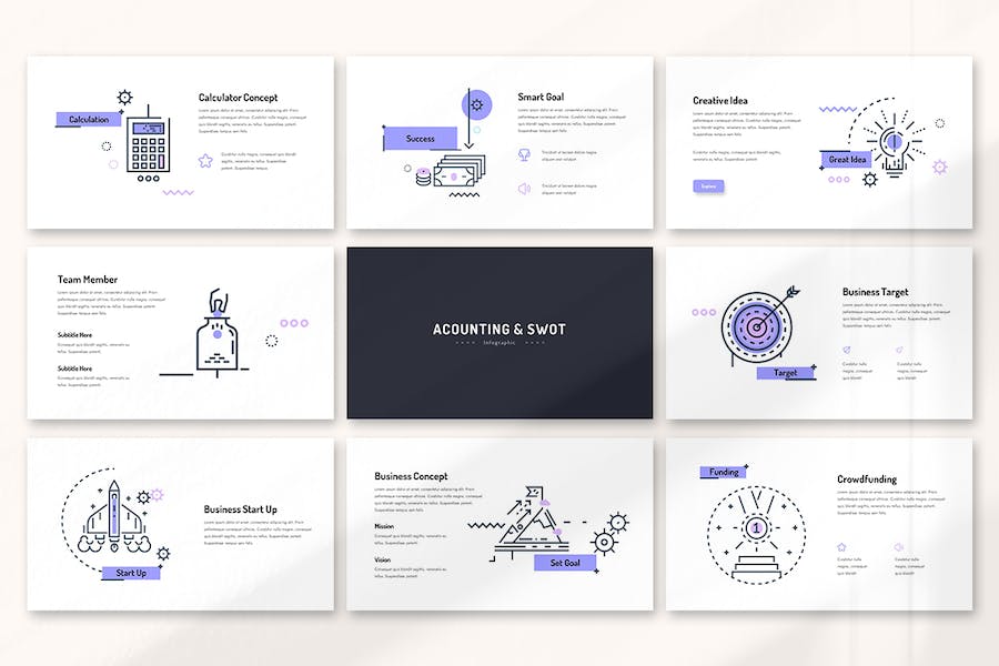 会计SWOT分析信息图表Keynote模板 - PPT派