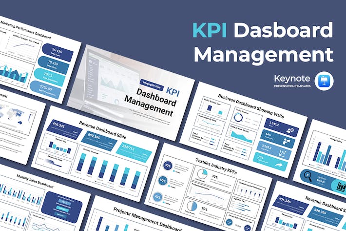 KPI数据管理分析图形报告Keynote模板 - PPT派