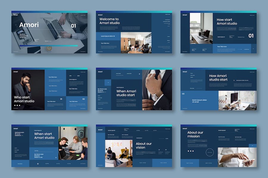 蓝色商务企业形象宣传PPT模板 - PPT派