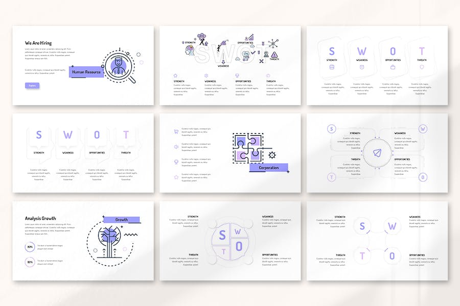 会计SWOT分析信息图表Keynote模板 - PPT派