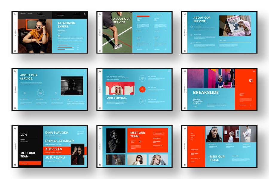 多彩商务风格设计展示PPT模板 - PPT派