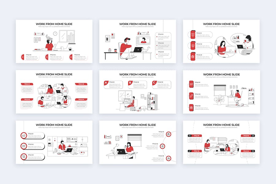 居家办公工作管理信息图形Keynote模板 - PPT派