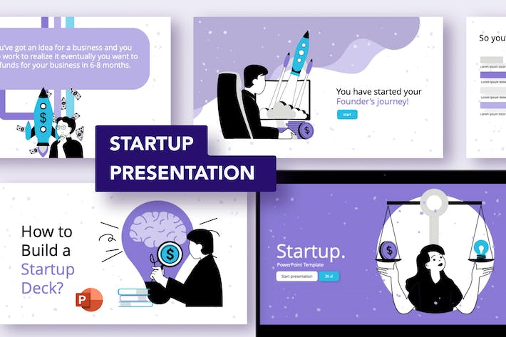 极简矢量插画创业项目规划PPT模板 - PPT派