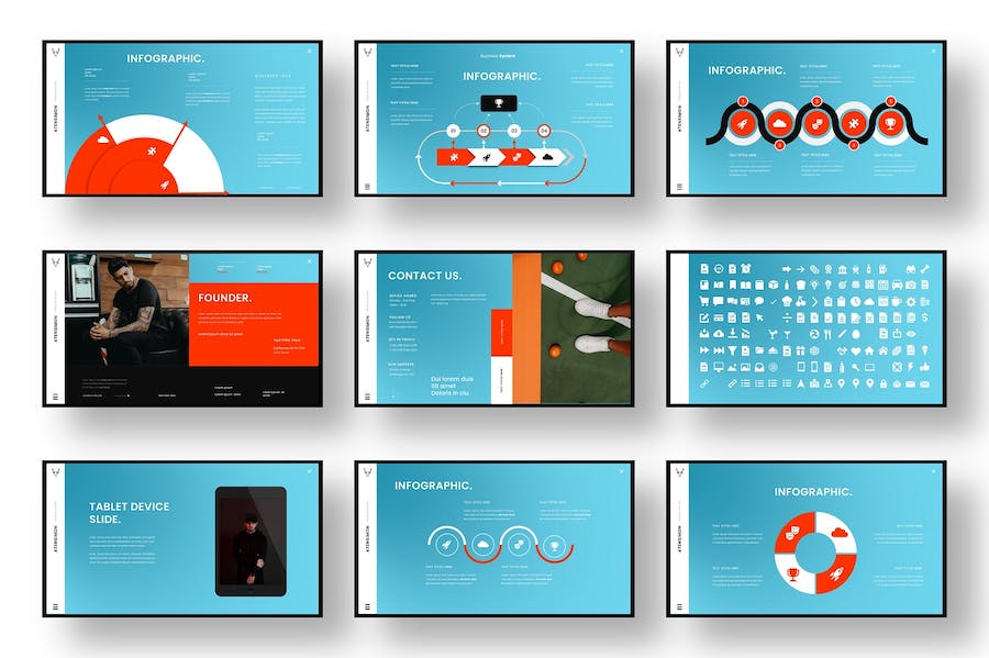 多彩商务风格设计展示PPT模板 - PPT派