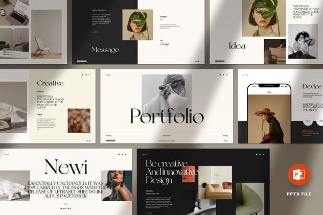 商务业务作品集投资组合展示PPT模板 - PPT派