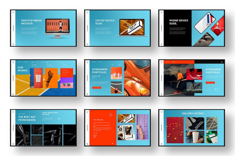 多彩商务风格设计展示PPT模板 - PPT派