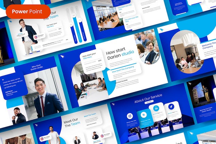 清新商务风格设计展示PPT模板 - PPT派