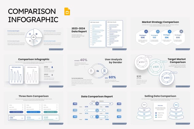 对比信息图表数据分析PPT模板 - PPT派