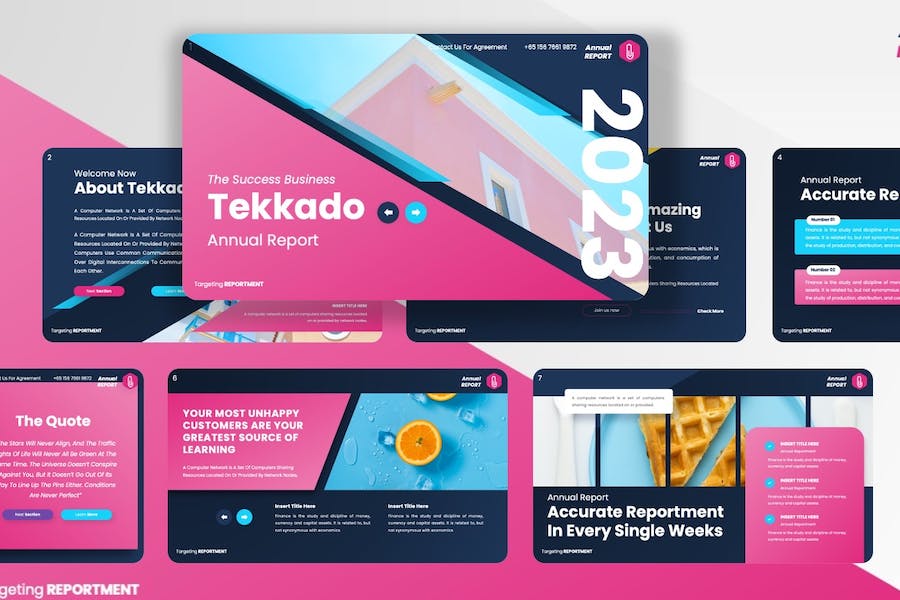 年度报告数据统计展示PPT模板 - PPT派