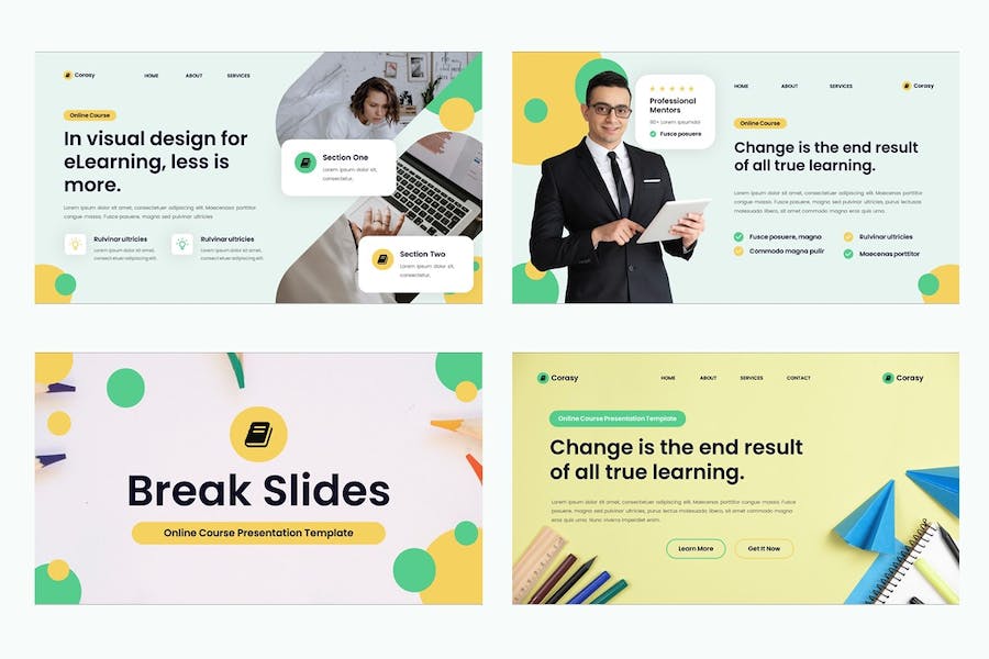 在线教育课程设计教学PPT模板 - PPT派