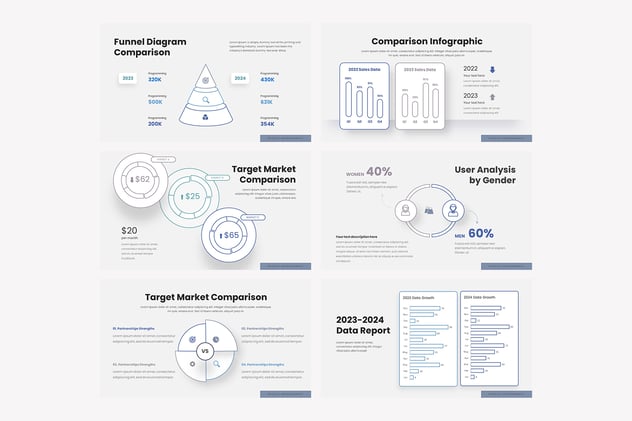 对比信息图表数据分析PPT模板 - PPT派