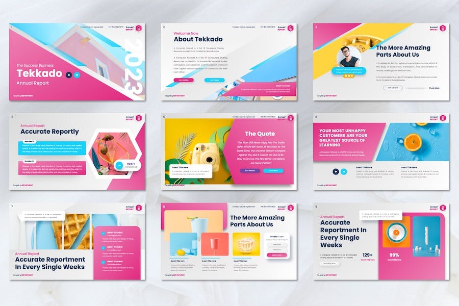 年度报告数据统计展示PPT模板 - PPT派