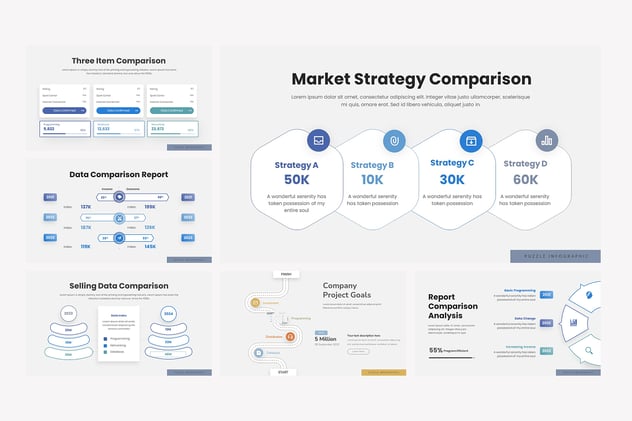 对比信息图表数据分析PPT模板 - PPT派